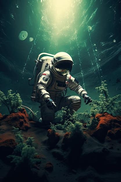 Premium Ai Image Astronaut Growing Plant Agriculture And Farming On