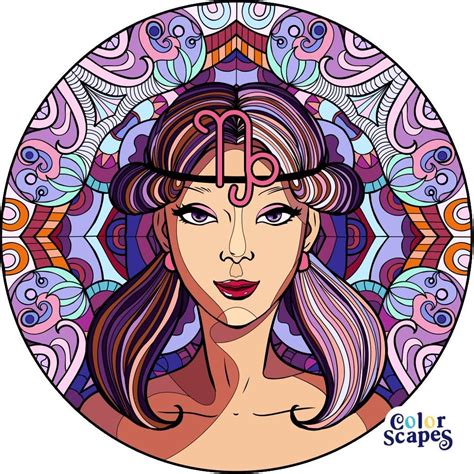 Cancer Zodiac Sign Artwork Beautiful Girl Face Horoscope Symbol Star Sign Vector Illustration