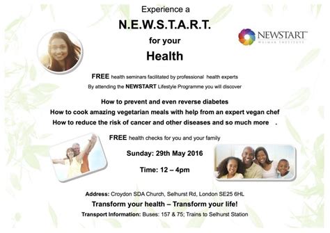 Experience A New Start For Your Health Croydon Seventh Day Adventist