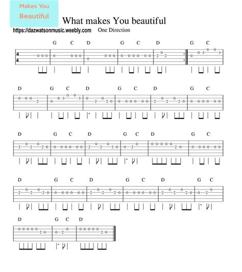 One Direction What Makes You Beautiful Easy Guitar Tab Artofit