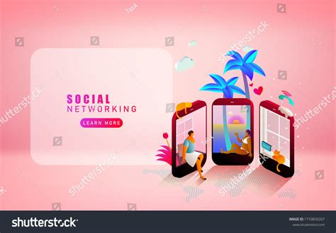 Social Media Network Concept Digital Communication Stock Vector