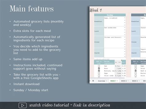 Google Sheets Meal Planner Meal Planner Spreadsheet Weekly - Etsy