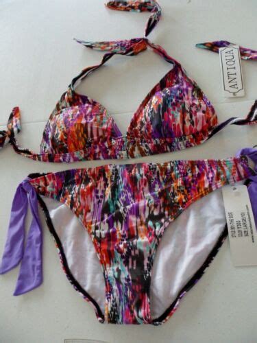 Antiqua Bikini Swimsuit Size L Multicolor Halter Hipster Nwt Ebay