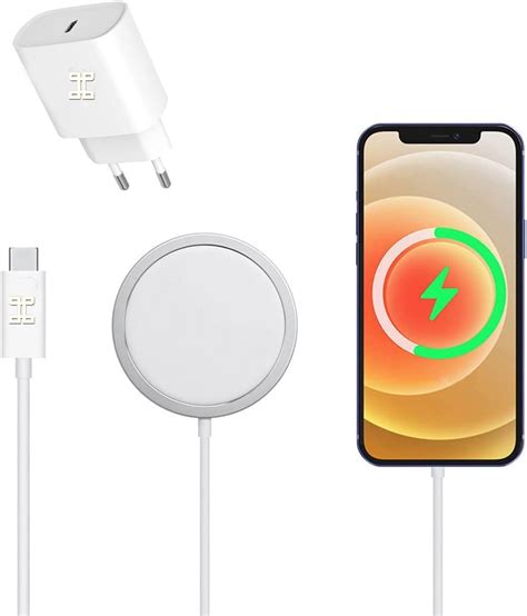 Kit Carregador Sem Fio Mag Safe e Fonte 20W PD Compatível iPhone 11 12