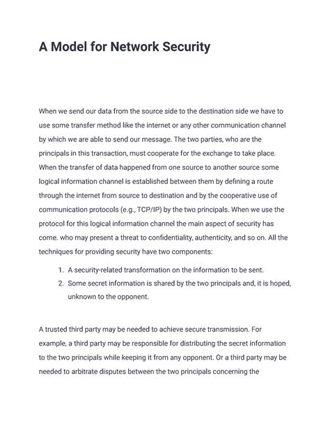 Give A Model For Network Security With Neat Diagram A Model For