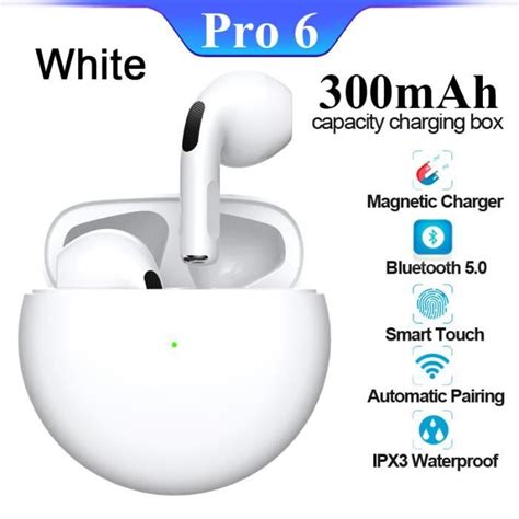 Pro6 Écouteurs Bluetooth sans fil Air Pro 6 TWS Mini Pods Écouteurs