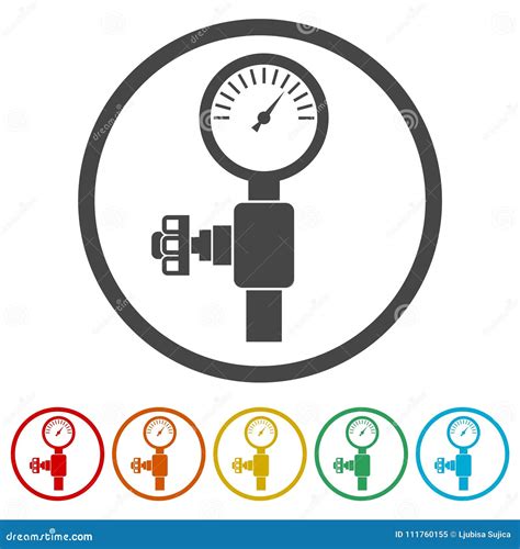 Pressure Gauge Manometer Icon Pressure Meter Icon 6 Colors Included