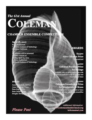 Fillable Online Its Caltech 2007 COLEMAN CHAMBER ENSEMBLE COMPETITION