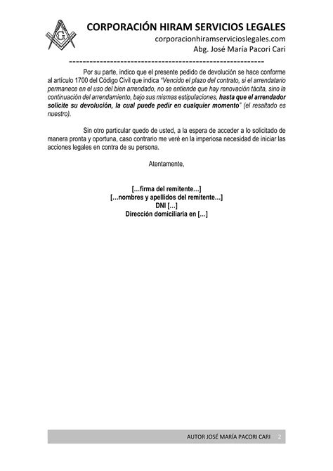 Modelo De Carta Notarial Autor JosÉ MarÍa Pacori Cari Pdf Descarga Gratuita