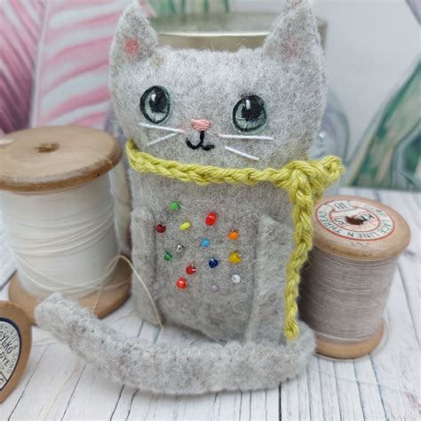 Felt Cat In A Scarf Folksy