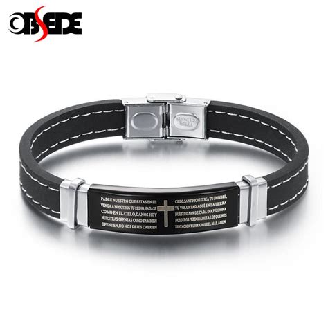 Obsede Pulsera De Cuero Punk De Acero Inoxidable Para Hombre Pulsera