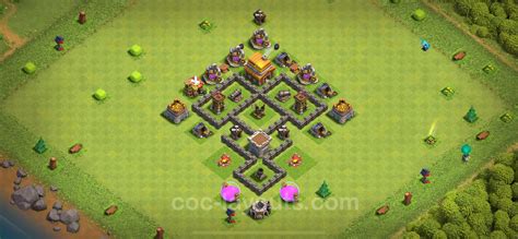 Best Anti 3 Stars Base Th4 With Link 2024 Town Hall Level 4 Base Copy