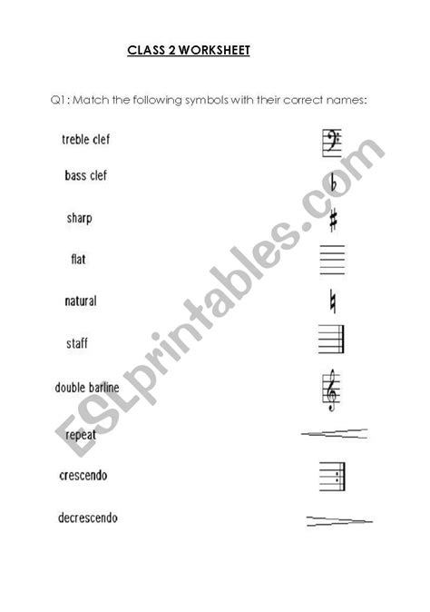 Music Worksheet For Grade 2