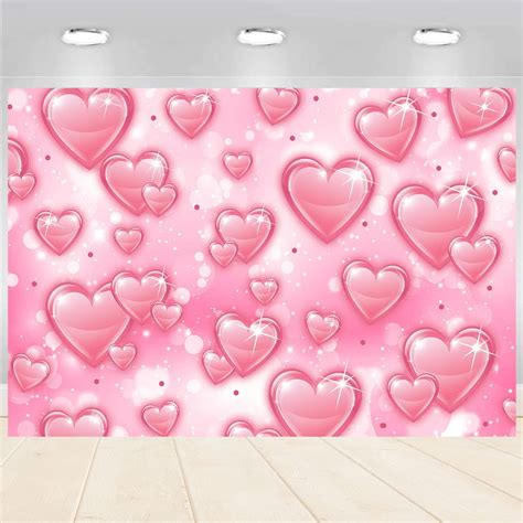 Amazon Withu Pink Love Heart Backdrop Early S Glitter Bokeh