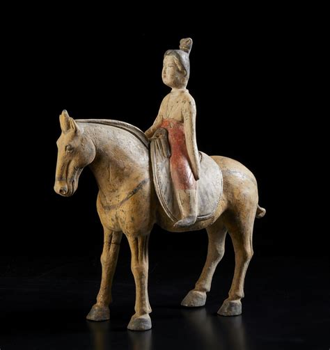 Statua In Terracotta Raffigurante Fanciulla A Cavallo Cina Dinastia Tang Ix Secolo Arte Cinese