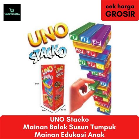 Jual UNO Stacko Mainan Balok Susun Tumpuk Tower Stack Mainan Edukasi