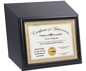 12 Pack 8.5x11 Black Certificate Frame with Gold Rim Displays ...