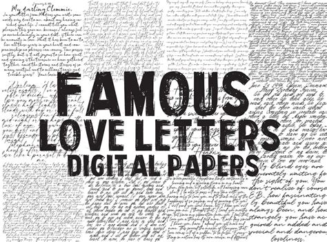 Famous Love Letters Digital Sheets, Clipart Love Letters, Vintage Love ...