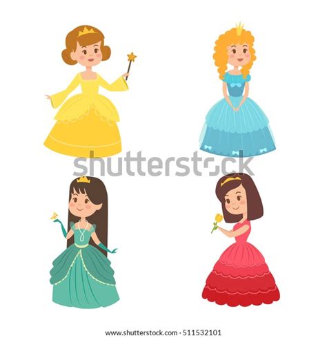 Set Cute Beautiful Princesses Vector Character Vector De Stock Libre