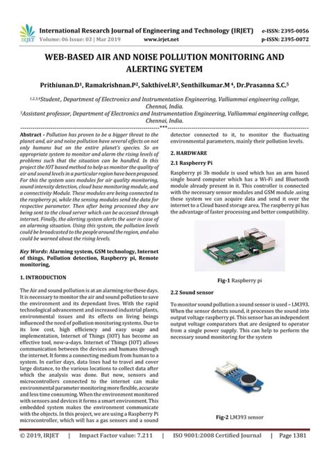 Irjet Web Based Air And Noise Pollution Monitoring And Alerting Syetem