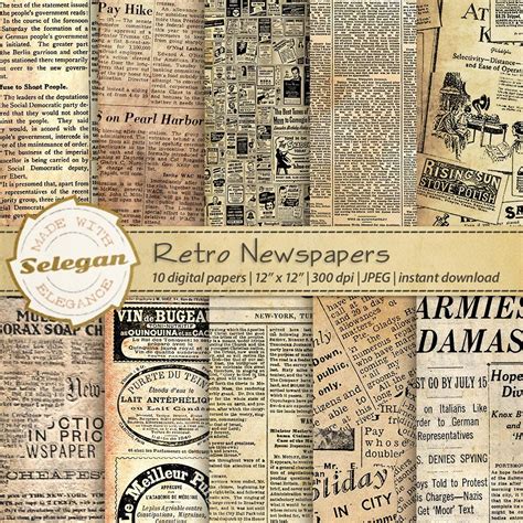 RETRO NEWSPAPERS Old Grunge News Paper Backgrounds for Digital - Etsy ...