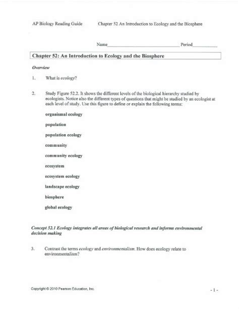 AP Biology Reading Guide Chapter 52 An Introduction To Ecology