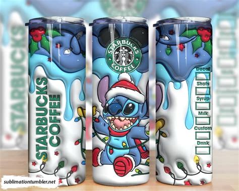 3D Inflated Cartoon Stitch Christmas Tumbler PNG Christmas Tumblers