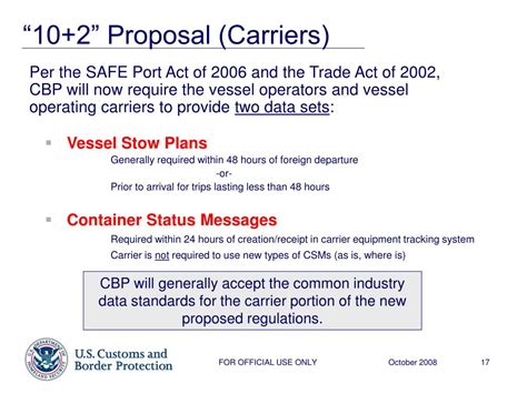 PPT CBP Proposal For Importer Security Filing And Additional Carrier