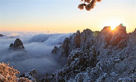 冬季黄山观日出日落云海的概率 摄影资讯 国际旅游摄影网