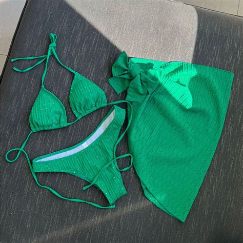 New Three Piece Swimsuit With Open Back Drawcord Strap Bikini Shopee