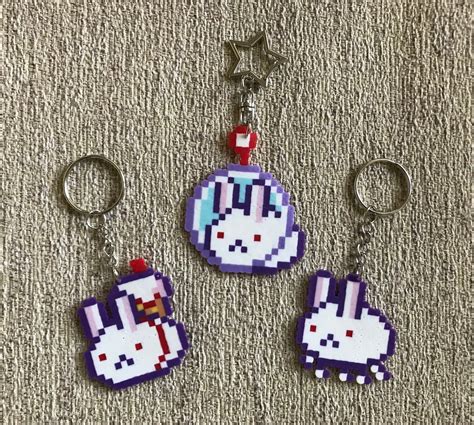 Omori Bunny Keychain Magnet Sprite Perler Pixel Art Enemy Etsy In