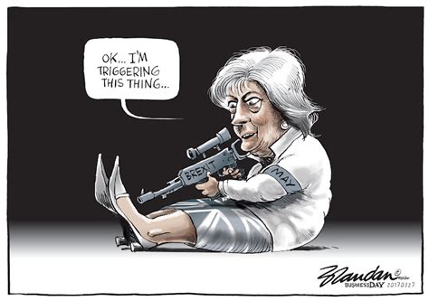 Cartoon Theresa May Triggers Brexit