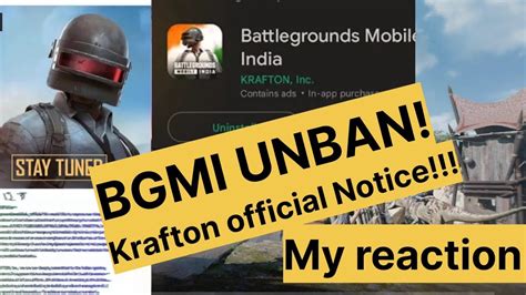 Bgmi Unban Available On Play Store Krafton Official Notice With Free