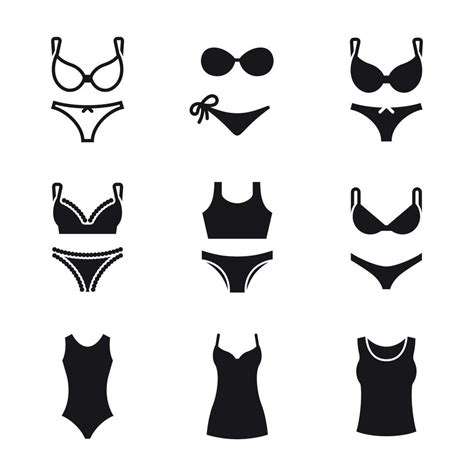 Underwear Icons Set Black On A White Background Vector Art At