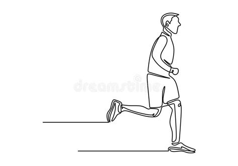 Vector Continuous Line Drawing Of Runner Man Doing Exercise Sport