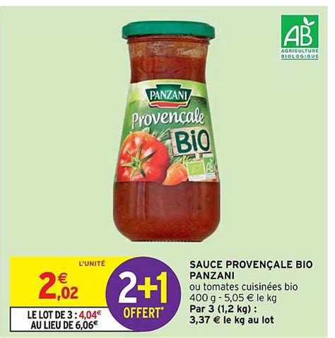 Promo Sauce Provençale Bio Panzani chez Intermarché Express iCatalogue fr