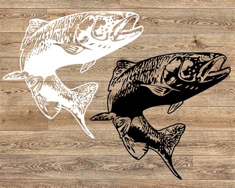 Trout Fish Silhouette SVG Cutting Files Clipart Cricut Etsy