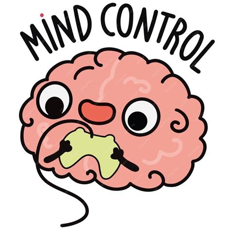 Premium Vector | Cute cartoon mind control with brain vector illustration