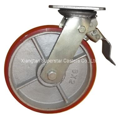 8 Inch Heavy Duty Iron Core PU Industrial Caster Wheel With Swivel