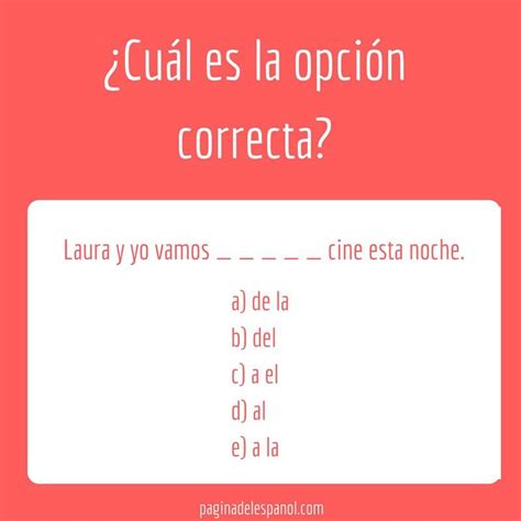 Cu L Es La Opci N Correcta La P Gina Del Espa Ol Spanish Free