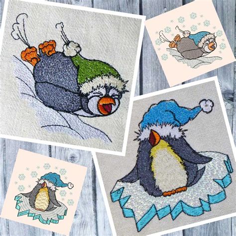 Pinguine Stickdatei Set 10 X 10 Cm Stickdateien Von Elfenidee