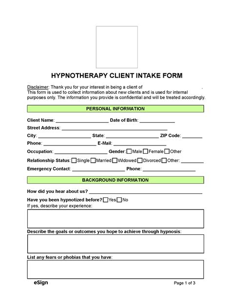 Hypnotherapy Intake Form Editable Fillable Printable Pdf Off