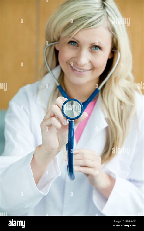 Portrait Of A Delighted Female Surgeon Stock Photo Alamy