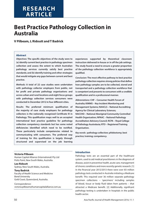 Pdf Best Practice Pathology Collection In Australia