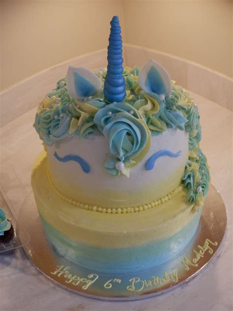 A Blue And Magical Unicorn Cake Buttercream Cake Designs Buttercream