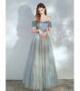 Elegant Ocean Blue Champagne Dancing Prom Dresses A Line