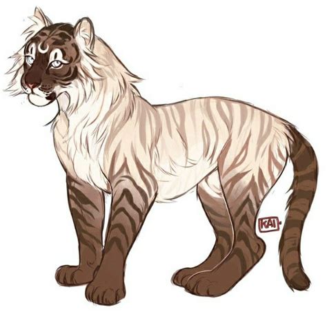 A Drawing Of A White Tiger With Brown Stripes