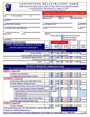 Fillable Online 2018 Convention Registration Form Xls Fax Email Print