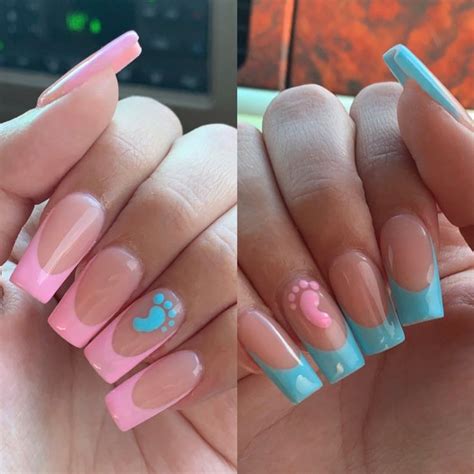 Pink Or Blue Gender Reveal Nails Gender Reveal Nails Baby Nails