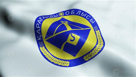 3D Waving Kazakhstan Region Flag Of Karaganda Closeup View 20414066